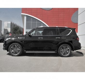 14 999 р. Защита порогов (Ø42 мм, нержавейка) SLITKOFF  INFINITI QX80  Z62 (2018-2024) 2-ой рестайлинг  с доставкой в г. Пермь. Увеличить фотографию 3