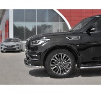 20 649 р. Защита переднего бампера (Ø76 мм, нержавейка) SLITKOFF  INFINITI QX80  Z62 (2018-2024) 2-ой рестайлинг  с доставкой в г. Пермь. Увеличить фотографию 2
