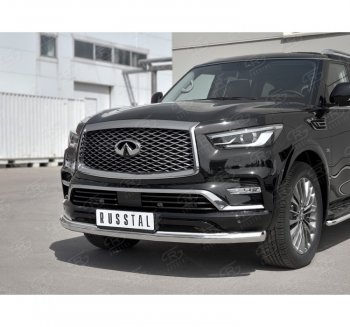 20 649 р. Защита переднего бампера (Ø76 мм, нержавейка) SLITKOFF  INFINITI QX80  Z62 (2018-2024) 2-ой рестайлинг  с доставкой в г. Пермь. Увеличить фотографию 3