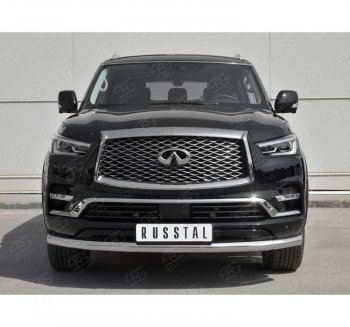 20 649 р. Защита переднего бампера (Ø76 мм, нержавейка) SLITKOFF  INFINITI QX80  Z62 (2018-2024) 2-ой рестайлинг  с доставкой в г. Пермь. Увеличить фотографию 4