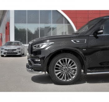 24 999 р. Защита переднего бампера (2 трубы Ø76 и 42 мм, нержавейка) SLITKOFF  INFINITI QX80  Z62 (2018-2024) 2-ой рестайлинг  с доставкой в г. Пермь. Увеличить фотографию 2