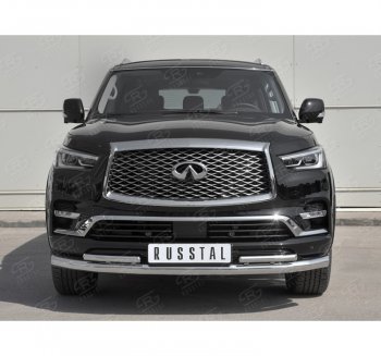 24 999 р. Защита переднего бампера (2 трубы Ø76 и 42 мм, нержавейка) SLITKOFF  INFINITI QX80  Z62 (2018-2024) 2-ой рестайлинг  с доставкой в г. Пермь. Увеличить фотографию 4