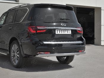 15 499 р. Защита заднего бампера (Ø75х42 мм, нержавейка) Russtal INFINITI QX80 Z62 2-ой рестайлинг (2018-2024)  с доставкой в г. Пермь. Увеличить фотографию 4