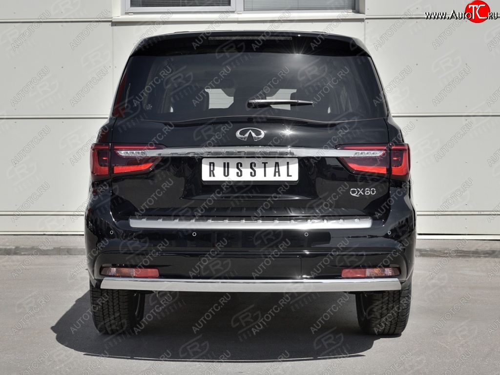 15 499 р. Защита заднего бампера (Ø75х42 мм, нержавейка) Russtal INFINITI QX80 Z62 2-ой рестайлинг (2018-2024)  с доставкой в г. Пермь