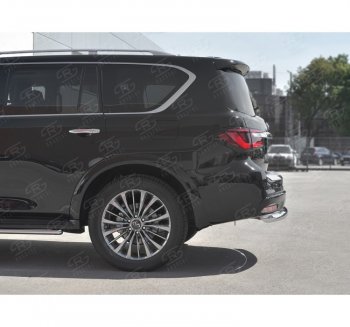 19 999 р. Защита заднего бампера (Ø76 мм, нержавейка) SLITKOFF INFINITI QX80 Z62 2-ой рестайлинг (2018-2024)  с доставкой в г. Пермь. Увеличить фотографию 2