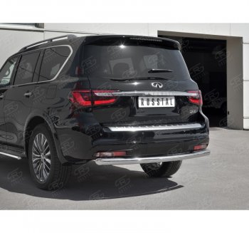 19 999 р. Защита заднего бампера (Ø76 мм, нержавейка) SLITKOFF INFINITI QX80 Z62 2-ой рестайлинг (2018-2024)  с доставкой в г. Пермь. Увеличить фотографию 3