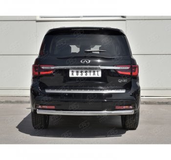 19 999 р. Защита заднего бампера (Ø76 мм, нержавейка) SLITKOFF INFINITI QX80 Z62 2-ой рестайлинг (2018-2024)  с доставкой в г. Пермь. Увеличить фотографию 4