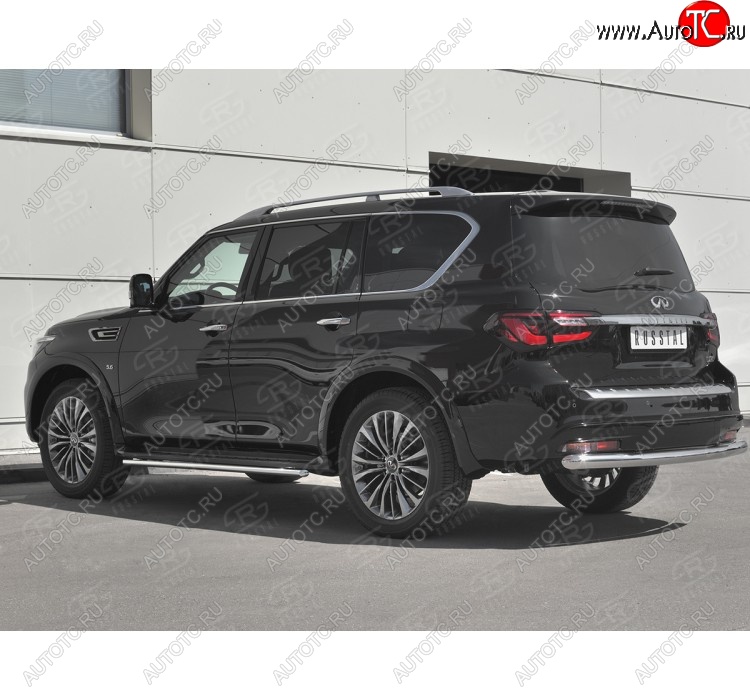 19 999 р. Защита заднего бампера (Ø76 мм, нержавейка) SLITKOFF INFINITI QX80 Z62 2-ой рестайлинг (2018-2024)  с доставкой в г. Пермь