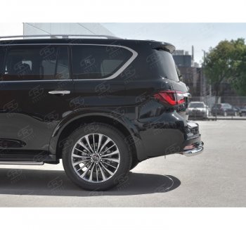 21 549 р. Защита заднего бампера (2 трубы Ø76 и 42 мм, нержавейка) SLITKOFF  INFINITI QX80  Z62 (2018-2024) 2-ой рестайлинг  с доставкой в г. Пермь. Увеличить фотографию 2
