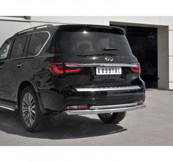 21 549 р. Защита заднего бампера (2 трубы Ø76 и 42 мм, нержавейка) SLITKOFF  INFINITI QX80  Z62 (2018-2024) 2-ой рестайлинг  с доставкой в г. Пермь. Увеличить фотографию 3