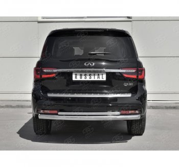 21 549 р. Защита заднего бампера (2 трубы Ø76 и 42 мм, нержавейка) SLITKOFF  INFINITI QX80  Z62 (2018-2024) 2-ой рестайлинг  с доставкой в г. Пермь. Увеличить фотографию 4