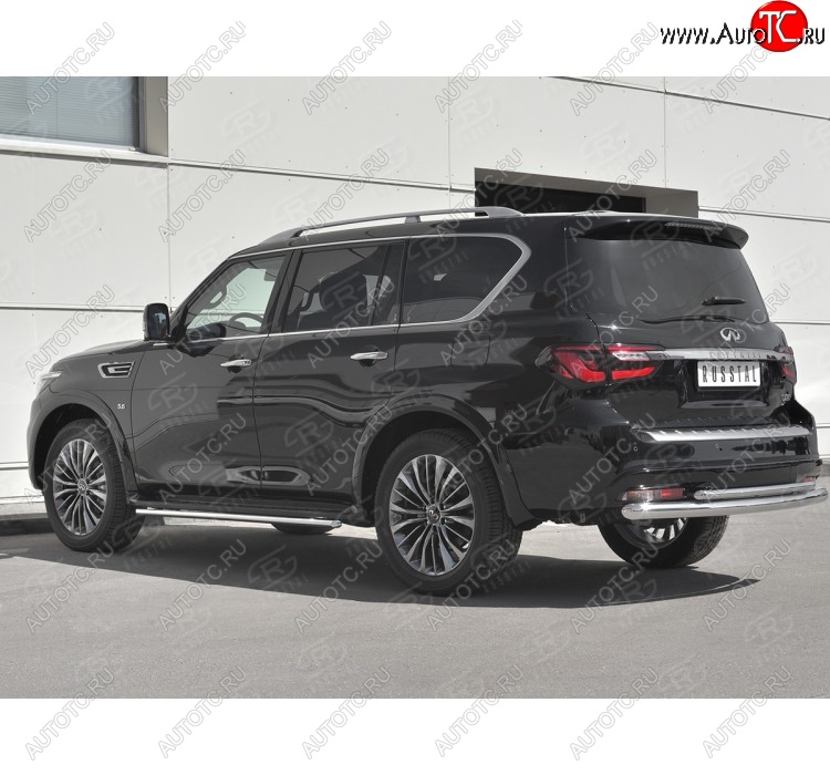21 549 р. Защита заднего бампера (2 трубы Ø76 и 42 мм, нержавейка) SLITKOFF  INFINITI QX80  Z62 (2018-2024) 2-ой рестайлинг  с доставкой в г. Пермь