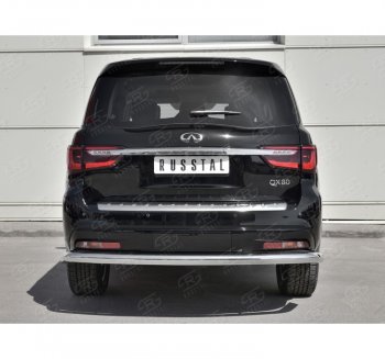 15 749 р. Защита заднего бампера (Ø76 мм, нержавейка) SLITKOFF INFINITI QX80 Z62 2-ой рестайлинг (2018-2024)  с доставкой в г. Пермь. Увеличить фотографию 4