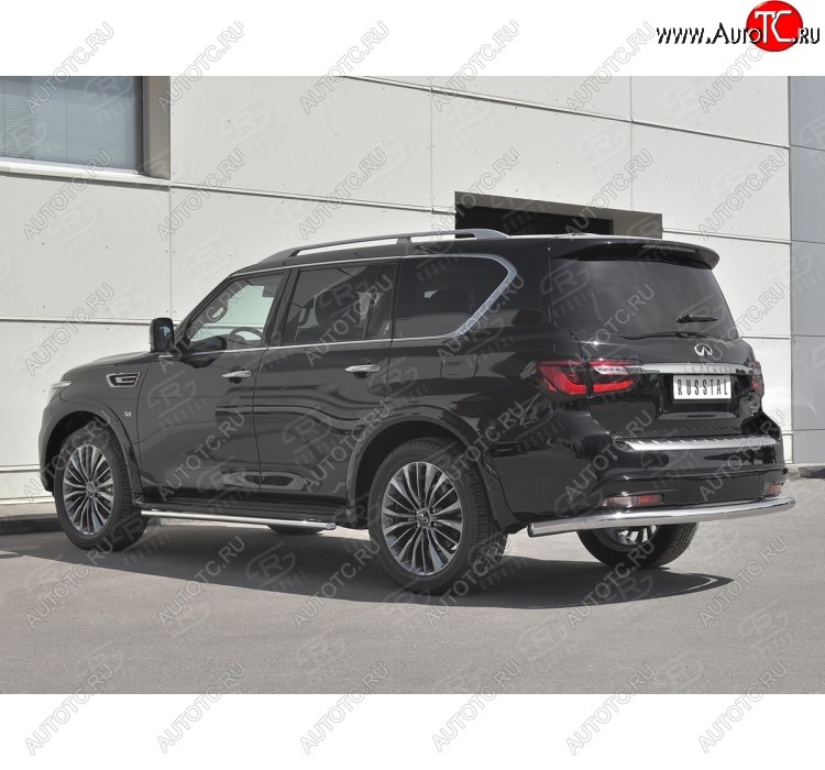 15 749 р. Защита заднего бампера (Ø76 мм, нержавейка) SLITKOFF INFINITI QX80 Z62 2-ой рестайлинг (2018-2024)  с доставкой в г. Пермь