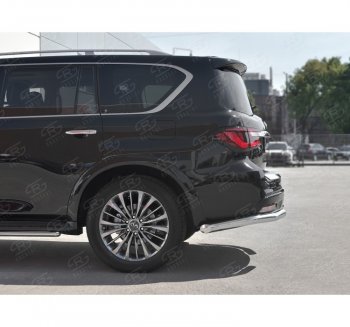 16 849 р. Защита заднего бампера (Ø76 мм уголки, нержавейка) SLITKOFF  INFINITI QX80  Z62 (2018-2024) 2-ой рестайлинг  с доставкой в г. Пермь. Увеличить фотографию 2