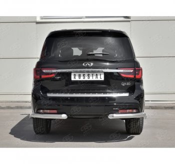 16 849 р. Защита заднего бампера (Ø76 мм уголки, нержавейка) SLITKOFF  INFINITI QX80  Z62 (2018-2024) 2-ой рестайлинг  с доставкой в г. Пермь. Увеличить фотографию 4