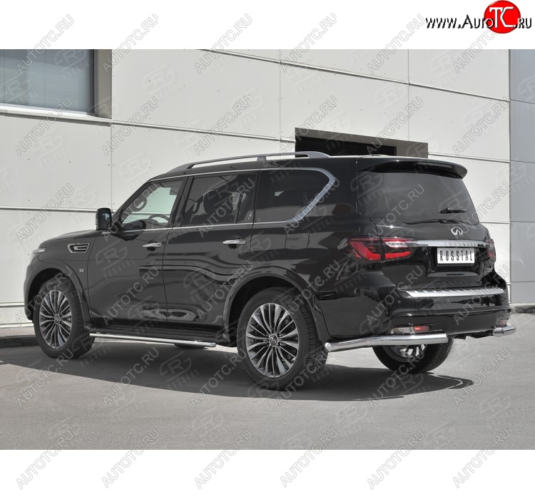 16 849 р. Защита заднего бампера (Ø76 мм уголки, нержавейка) SLITKOFF  INFINITI QX80  Z62 (2018-2024) 2-ой рестайлинг  с доставкой в г. Пермь