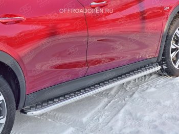 22 999 р. Порожки для ног (труба Ø42) SLITKOFF INFINITI QX30 H15E (2016-2020) (Вариант 2 (лист алюм, проф.сталь))  с доставкой в г. Пермь. Увеличить фотографию 5