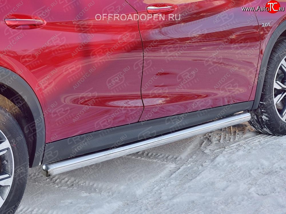19 999 р. Защита порогов (Ø63 мм) SLITKOFF  INFINITI QX30  H15E (2016-2020) (Вариант 3 (круглые торцы под 90°))  с доставкой в г. Пермь