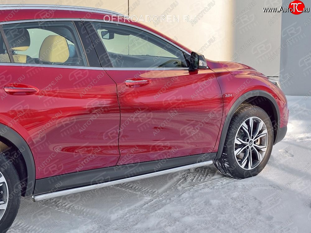 18 799 р. Защита порогов (Ø63 мм) SLITKOFF INFINITI QX30 H15E (2016-2020) (Вариант 2 (пластиковые заглушки))  с доставкой в г. Пермь