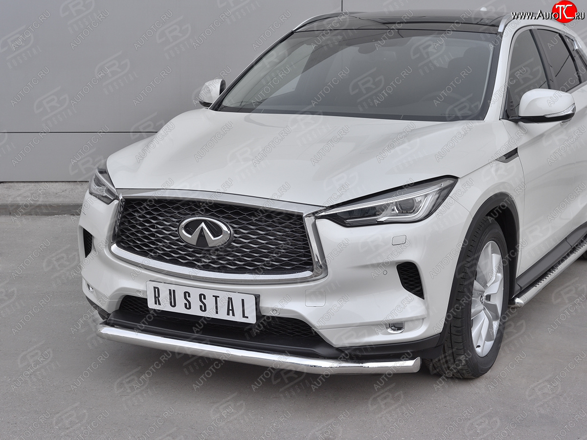 17 999 р. Защита переднего бампера (Ø42 мм волна, нержавейка) INFINITI Qx50 J55 (2017-2022)  с доставкой в г. Пермь