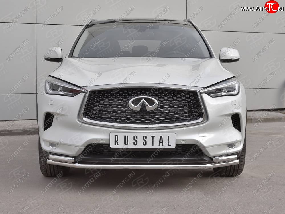 18 849 р. Защита переднего бампера (2 трубы Ø42 мм, нержавейка) SLITKOFF INFINITI Qx50 J55 (2017-2022)  с доставкой в г. Пермь