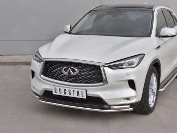18 849 р. Защита переднего бампера (2 трубы Ø42 мм, нержавейка) SLITKOFF INFINITI Qx50 J55 (2017-2022)  с доставкой в г. Пермь. Увеличить фотографию 2