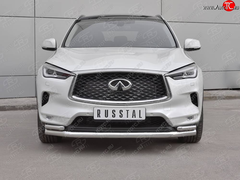 21 749 р. Защита переднего бампера (2 трубы Ø63 и 42 мм, нержавейка) SLITKOFF INFINITI Qx50 J55 (2017-2022)  с доставкой в г. Пермь