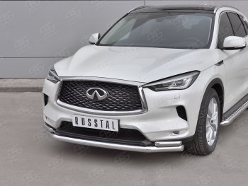 21 749 р. Защита переднего бампера (2 трубы Ø63 и 42 мм, нержавейка) SLITKOFF INFINITI Qx50 J55 (2017-2022)  с доставкой в г. Пермь. Увеличить фотографию 2