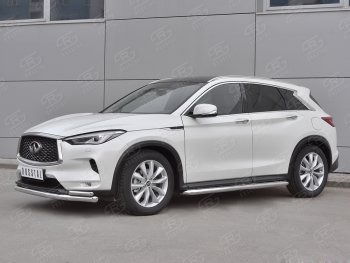 21 749 р. Защита переднего бампера (2 трубы Ø63 и 42 мм, нержавейка) SLITKOFF INFINITI Qx50 J55 (2017-2022)  с доставкой в г. Пермь. Увеличить фотографию 3
