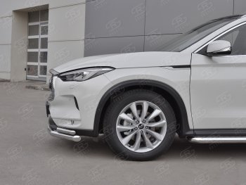 21 749 р. Защита переднего бампера (2 трубы Ø63 и 42 мм, нержавейка) SLITKOFF INFINITI Qx50 J55 (2017-2022)  с доставкой в г. Пермь. Увеличить фотографию 4