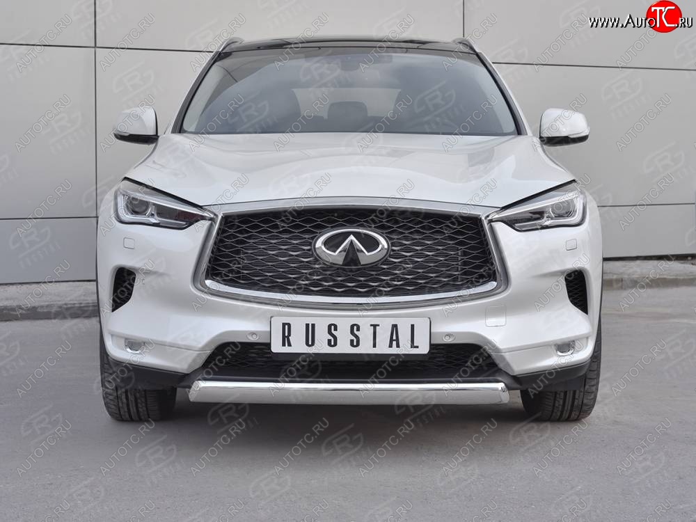 13 899 р. Защита переднего бампера (Ø75х42 дуга, нержавейка) Russtal INFINITI Qx50 J55 (2017-2022)  с доставкой в г. Пермь