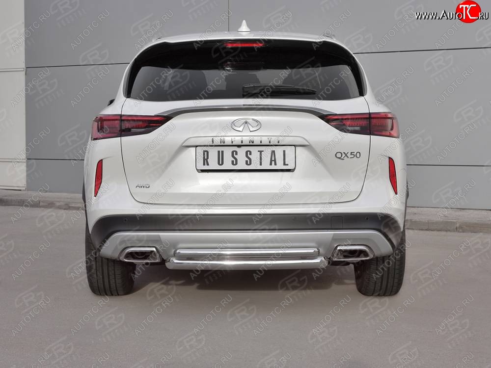 19 999 р. Защита заднего бампера (2 трубы Ø63 и 42 мм , нержавейка) SLITKOFF  INFINITI Qx50  J55 (2017-2022)  с доставкой в г. Пермь