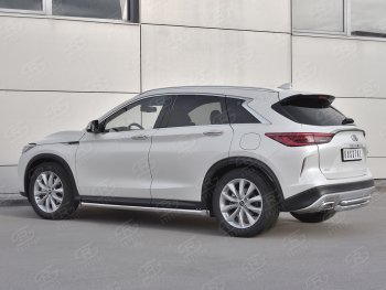 19 999 р. Защита заднего бампера (2 трубы Ø63 и 42 мм , нержавейка) SLITKOFF  INFINITI Qx50  J55 (2017-2022)  с доставкой в г. Пермь. Увеличить фотографию 2