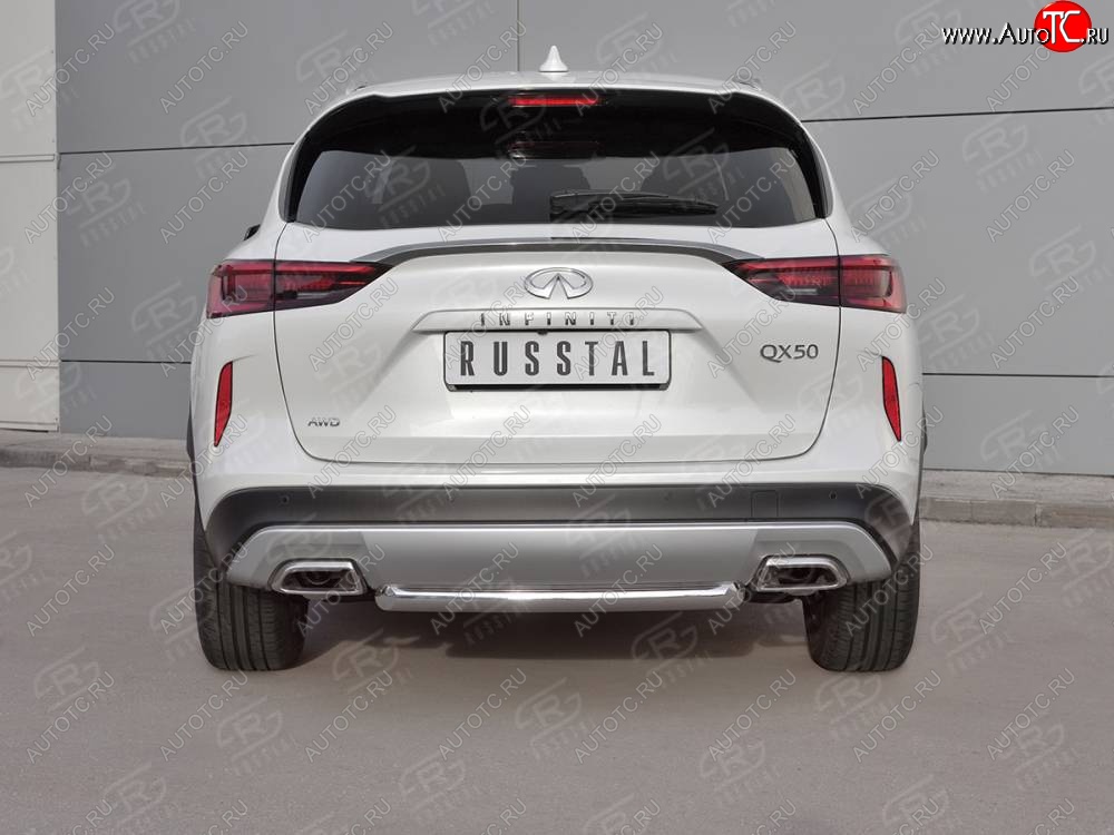 17 349 р. Защита заднего бампера (Ø63 мм, нержавейка) RUSSTAL  INFINITI Qx50  J55 (2017-2022)  с доставкой в г. Пермь