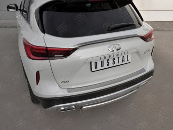 1 479 р. Защитная накладка на задний бампер Russtal (нержавейка зеркальная) INFINITI Qx50 J55 (2017-2022)  с доставкой в г. Пермь. Увеличить фотографию 2