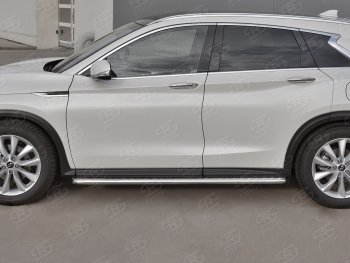 24 649 р. Порожки для ног SLITKOFF (Ø42 мм)  INFINITI Qx50  J55 (2017-2022) (Лист алюминиевый, труба - нержавейка)  с доставкой в г. Пермь. Увеличить фотографию 2