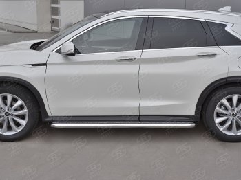 43 999 р. Порожки для ног SLITKOFF (Ø63 мм)  INFINITI Qx50  J55 (2017-2022) (Лист нержавейка, труба - нержавейка)  с доставкой в г. Пермь. Увеличить фотографию 2