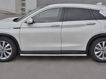 19 399 р. Защита порогов (Ø120x60 мм с проступью, нержавейка) Russtal INFINITI Qx50 J55 (2017-2022)  с доставкой в г. Пермь. Увеличить фотографию 3