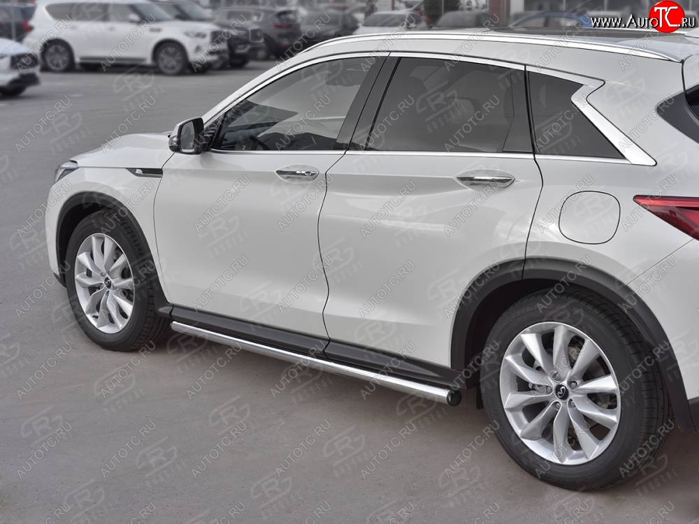 18 799 р. Защита порогов (Ø63 мм, нержавейка) SLITKOFF  INFINITI Qx50  J55 (2017-2022) (С пластиковыми заглушками на торцах)  с доставкой в г. Пермь
