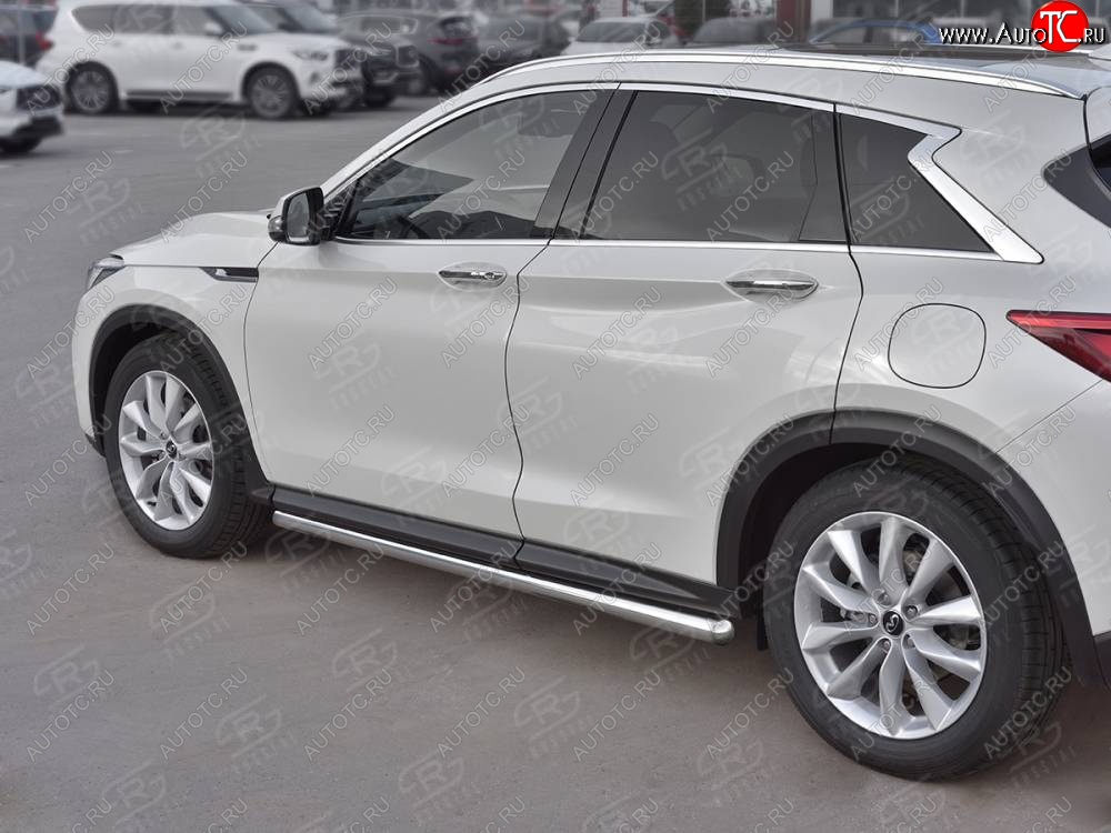 19 999 р. Защита порогов (Ø63 мм, нержавейка) SLITKOFF  INFINITI Qx50  J55 (2017-2022) (Металлические торцы под 90°)  с доставкой в г. Пермь