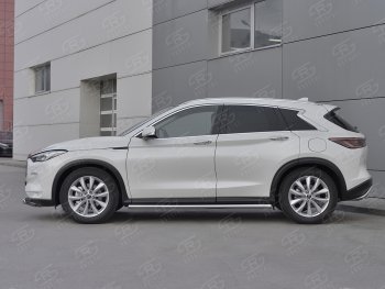 19 999 р. Защита порогов (Ø63 мм, нержавейка) SLITKOFF  INFINITI Qx50  J55 (2017-2022) (Металлические торцы под 90°)  с доставкой в г. Пермь. Увеличить фотографию 2