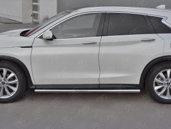 19 999 р. Защита порогов (Ø63 мм, нержавейка) SLITKOFF  INFINITI Qx50  J55 (2017-2022) (Металлические торцы под 90°)  с доставкой в г. Пермь. Увеличить фотографию 3