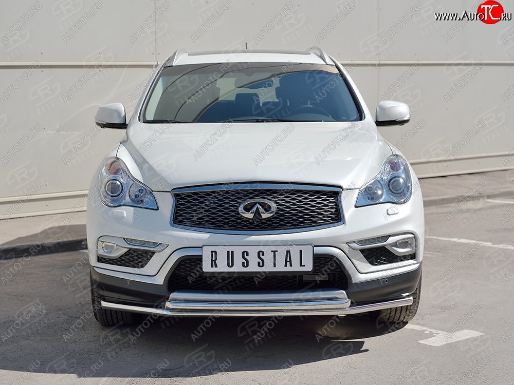 17 899 р. Защита переднего бампера (2 трубыØ42 мм, нержавейка) SLITKOFF INFINITI Qx50 J50 дорестайлинг (2013-2016)  с доставкой в г. Пермь