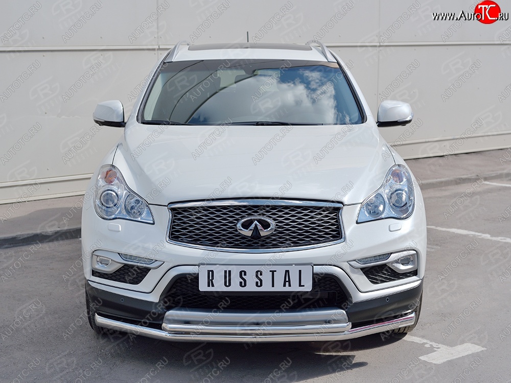 18 849 р. Защита переднего бампера (2 трубыØ63 и 42 мм, нержавейка) SLITKOFF INFINITI Qx50 J50 дорестайлинг (2013-2016)  с доставкой в г. Пермь