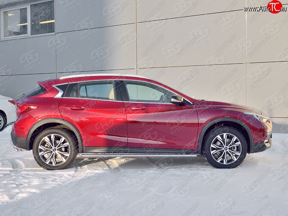 16 649 р. Защита порогов из овальной трубы диаметром 75x42 мм с проступью Russtal INFINITI Qx50 J50 дорестайлинг (2013-2016)  с доставкой в г. Пермь