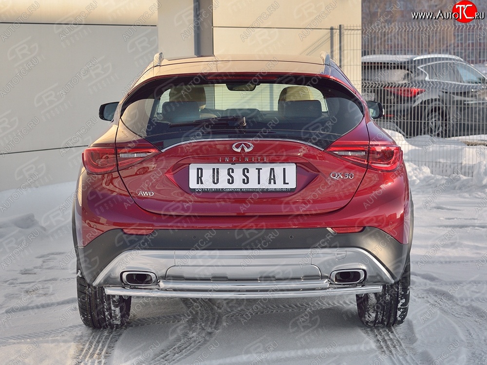 16 999 р. Защита заднего бампера (2 трубы Ø42 мм, нержавейка) SLITKOFF INFINITI Qx50 J50 дорестайлинг (2013-2016)  с доставкой в г. Пермь