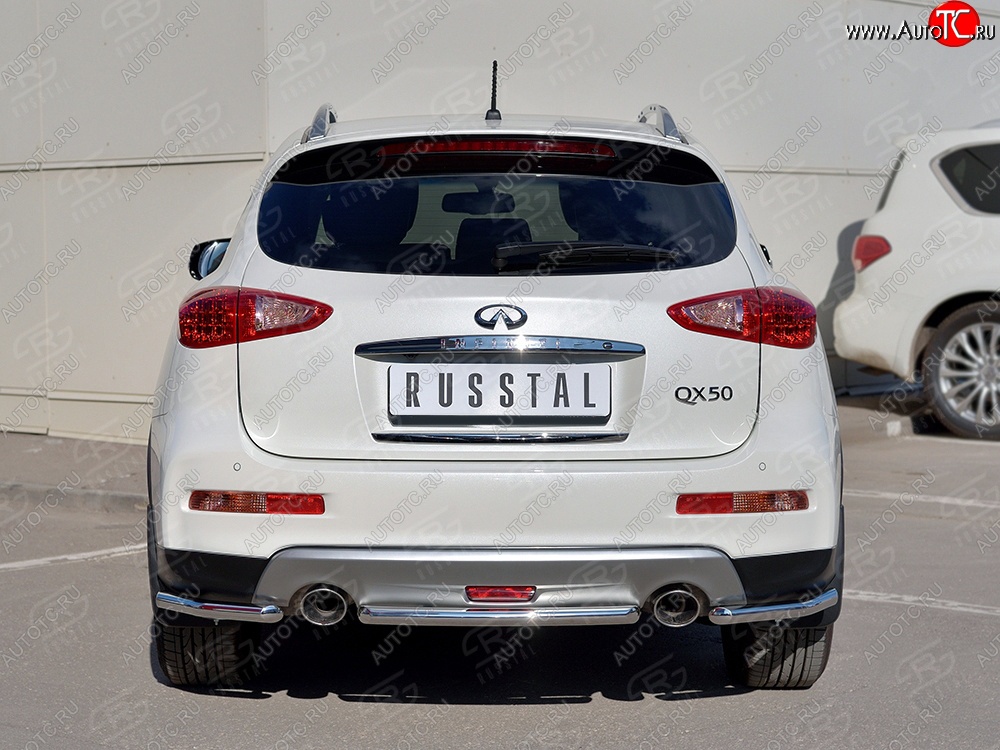 14 899 р. Защита заднего бампера (Ø42 мм, нержавейка) SLITKOFF INFINITI Qx50 J50 дорестайлинг (2013-2016)  с доставкой в г. Пермь
