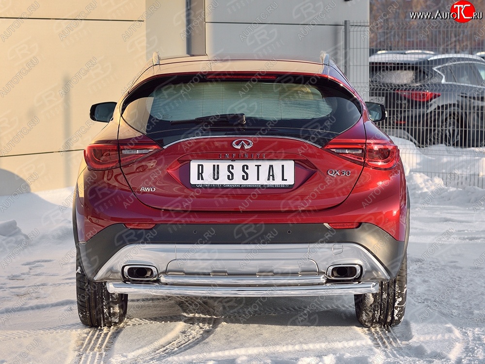 19 799 р. Защита заднего бампера (2 трубы Ø76 и 42 мм, нержавейка) SLITKOFF INFINITI Qx50 J50 дорестайлинг (2013-2016)  с доставкой в г. Пермь