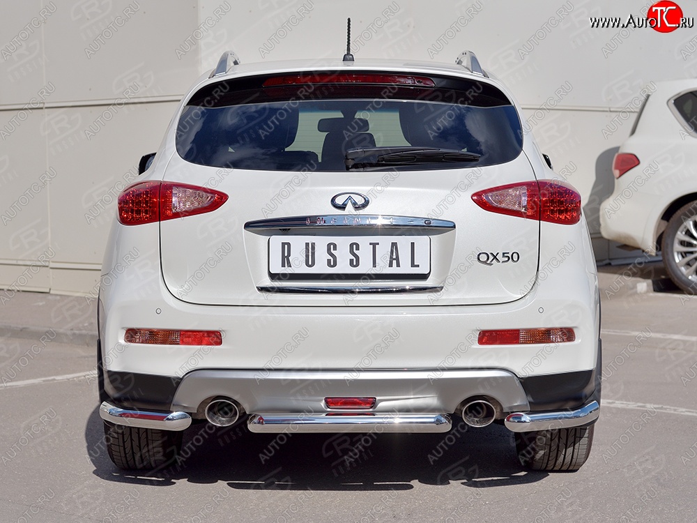 14 749 р. Защита заднего бампера (Ø63 мм уголки, нержавейка) SLITKOFF INFINITI Qx50 J50 рестайлинг (2015-2018)  с доставкой в г. Пермь
